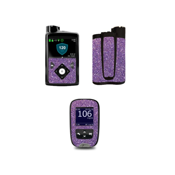 Purple Shimmer Vinyl Decals for Pump / Meter / Strip Container (choose a set)- 770g & 780g - Diabetes - T1D - Medtronic