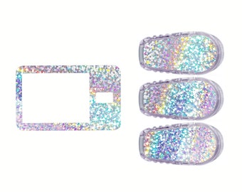 Silver Holographic Glitter Tandem T-Slim Insulin pump decal (choose a set)