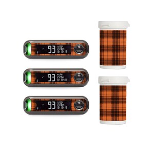 Orange Plaid Vinyl Decal for Contour Next ONE Blood Glucose Meter / Strip Container - Diabetes - T1D - Medtronic