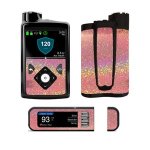 Light Pink Holographic Sparkle Vinyl Decals for Pump / Meter / Strip Container (choose a set) - 630g & 670g - Diabetes - T1D - Medtronic