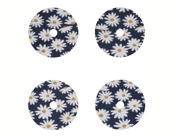 Blue with White Daisy Vinyl Sticker for FreeStyle Libre 1 or 2 Sensor - Set of 4