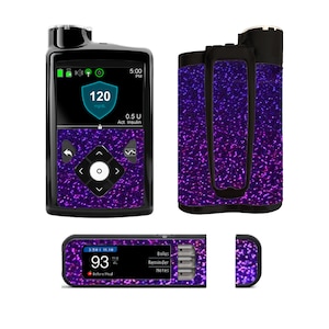 Purple Holographic Sparkle Vinyl Decals for Pump / Meter / Strip Container (choose a set)- 630g & 670g - Diabetes - T1D - Medtronic