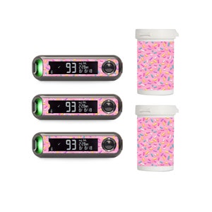 Pink Sprinkle Vinyl Decal for Contour Next ONE Blood Glucose Meter / Strip Container (choose a set)- Diabetes - T1D - Medtronic