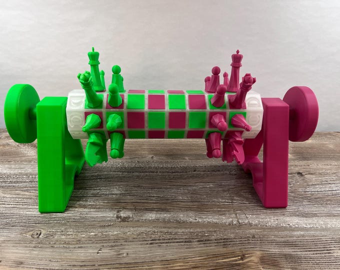Small Rotation Chess Rotating Chess Set - Rotating Checkers Set - Pink Vs Green, Unique ...