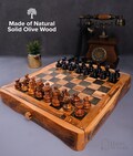 Handmade Olive Wood Chess Set with Storage, Personalized Chess Gift product logo