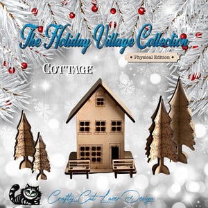 Christmas Cottage - Laser Cut Kit, Holiday Village Decor, DIY Church Miniature, 3D Wooden Model Kit, Festive Winter Scene