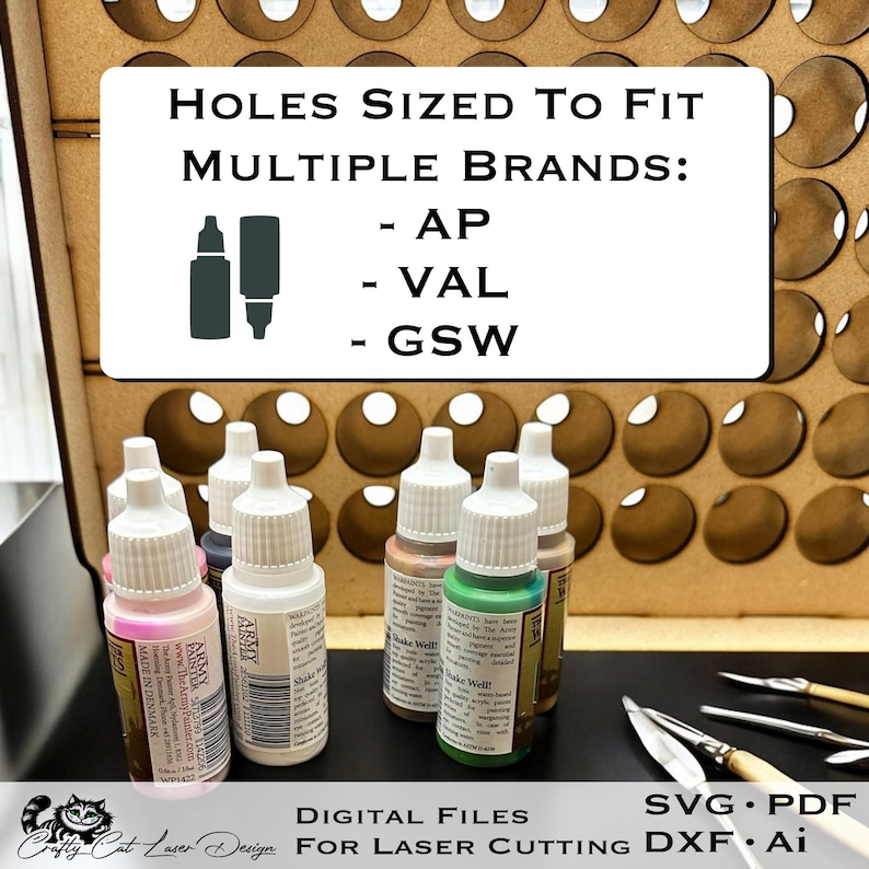 Dropper Bottle Paint Rack SVG Files – 64 Bottle Laser Cut Organizer ...