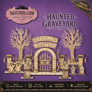 Haunted Cemetery SVG: Halloween Graveyard Scene - Laser Cut Files