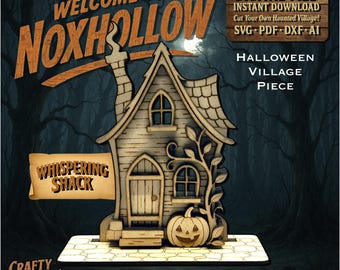 Haunted Cabin SVG Kit – Laser Cut Halloween Village Building – Digital Cutting Files for Glowforge or OMTech Laser Cutters