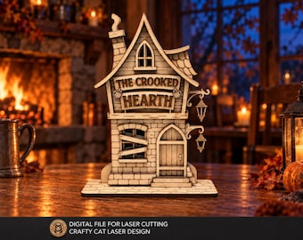 Haunted Tavern SVG – Halloween Village Facade Laser Cut File for 3mm Material