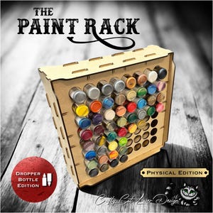 Dropper Bottle Paint Rack – Holds 64 Bottles – Laser Cut Organizer – Craft Room Game-Changer – Fits Vallejo, AP, GSW