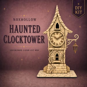Haunted Clocktower DIY Kit – Unfinished MDF Halloween Village Facade for Painting