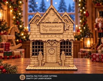 Laser-Cut Christmas Toy Shop SVG – Holiday Village Toy Shop Digital Files for Glowforge / xTool