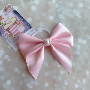 Pink Satin Christmas Bows: Rhinestone Pearl Tree Decoration