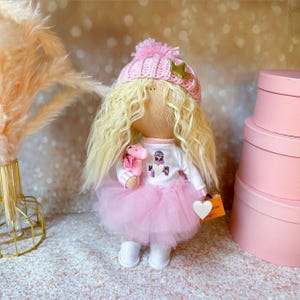 Handmade Blonde Curly Hair Doll: Art Portrait Decor, Girl Gift