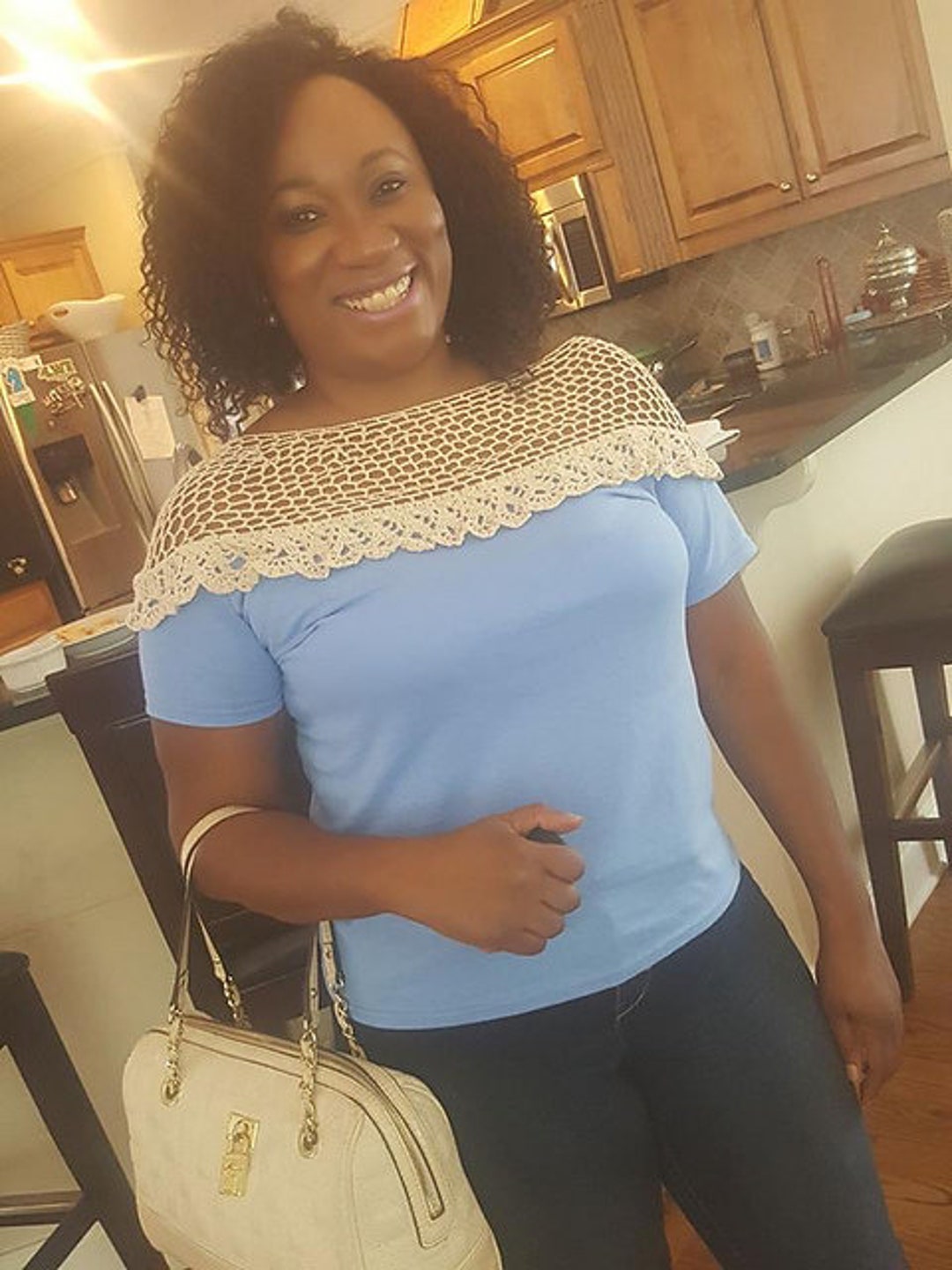 Fancy Crochet Yoke Tshirt Pattern Tshirt Top Crochet Yoke Etsy