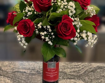 Black Wine Bottle Bouquet Holder