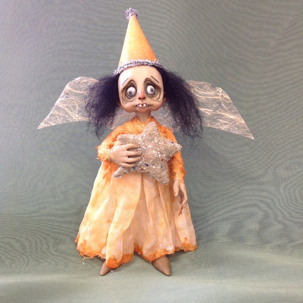OOAK Sculpted Creepy Angel, Christmas, one of a kind, primdolly
