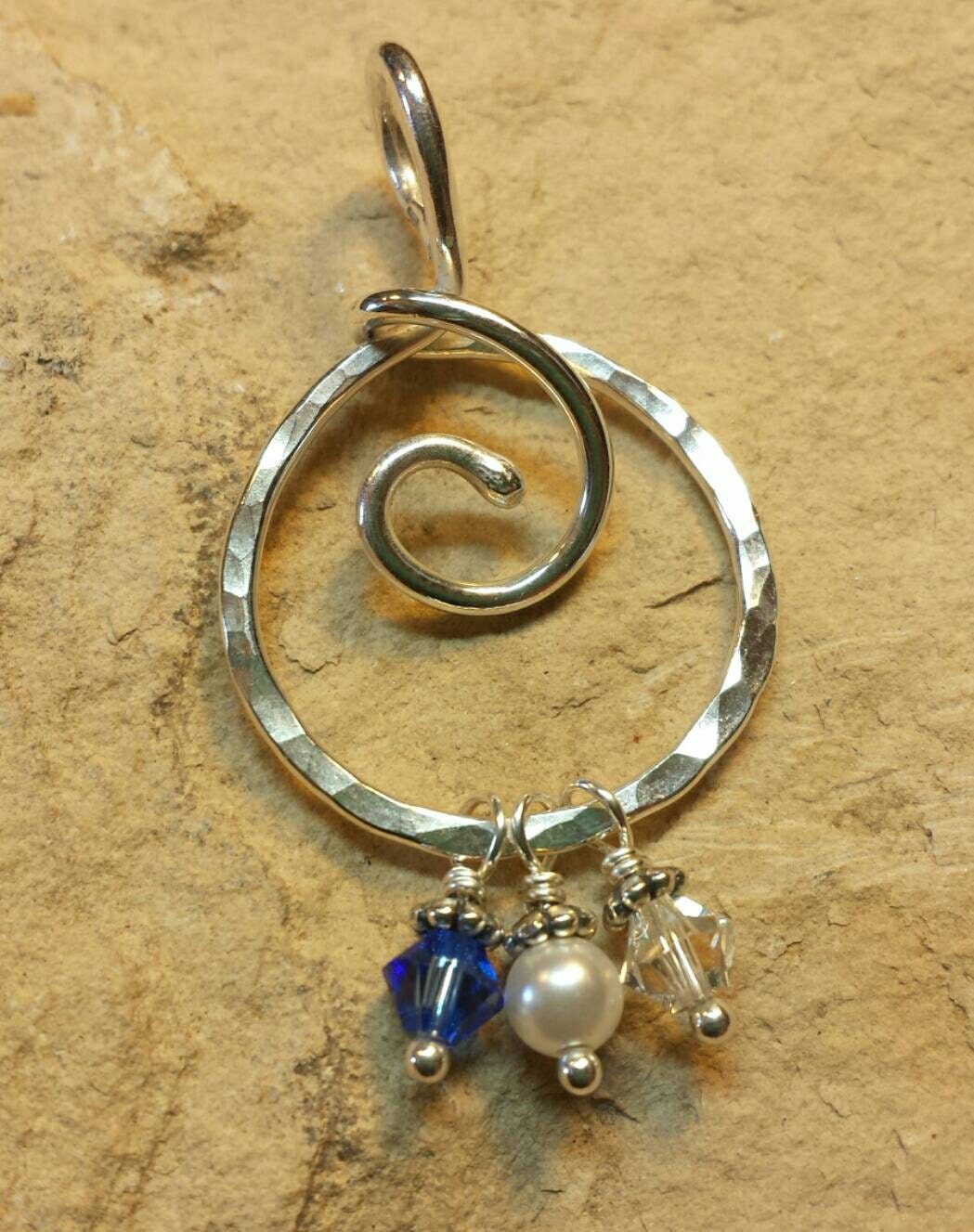 Unique Sterling Silver Folded Spiral Ring Holder or Silver Charm Hold…