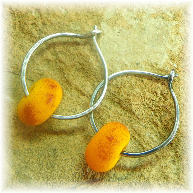 Classic Smooth or Hammered Small Silver Hoop Earrings Oxidized with Sterling Bead Approx 20mm Handmade to Order image 5