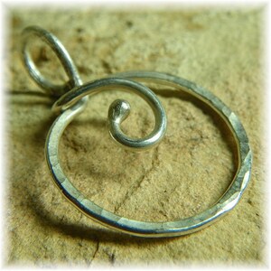 Unique Sterling Silver Folded Spiral Ring Holder or Silver Charm Holder Pendant for Your Own Charms Antiqued or Shiny Handmade to Order image 3