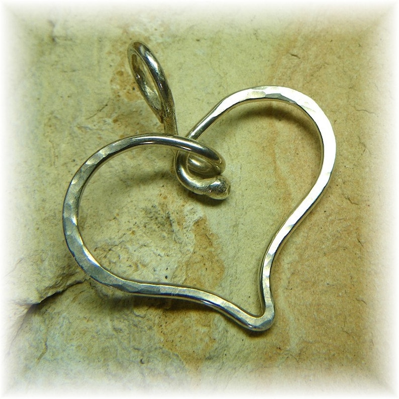 Sterling Silver Thick Organic Heart Shaped Silver Charm Holder for Your Own Charms Handmade to Order Choose Your Finish