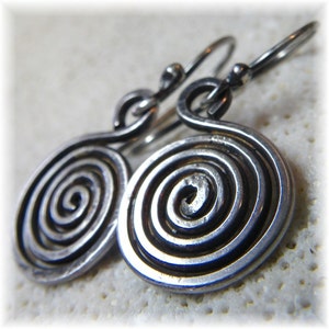 Sterling Silver Earrings - Silver Spiral Earrings - Soldered Primal Sun Earrings - Handmade to Order