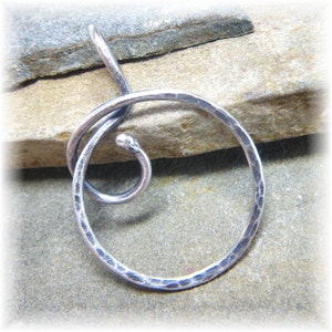Sterling Silver Ring Holder Round Silver Charm Holder - Interlocking Circle Charm Pendant - Antiqued or Shiny - Handmade to Order