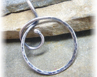 Sterling Silver Ring Holder Round Silver Charm Holder - Interlocking Circle Charm Pendant - Antiqued or Shiny - Handmade to Order