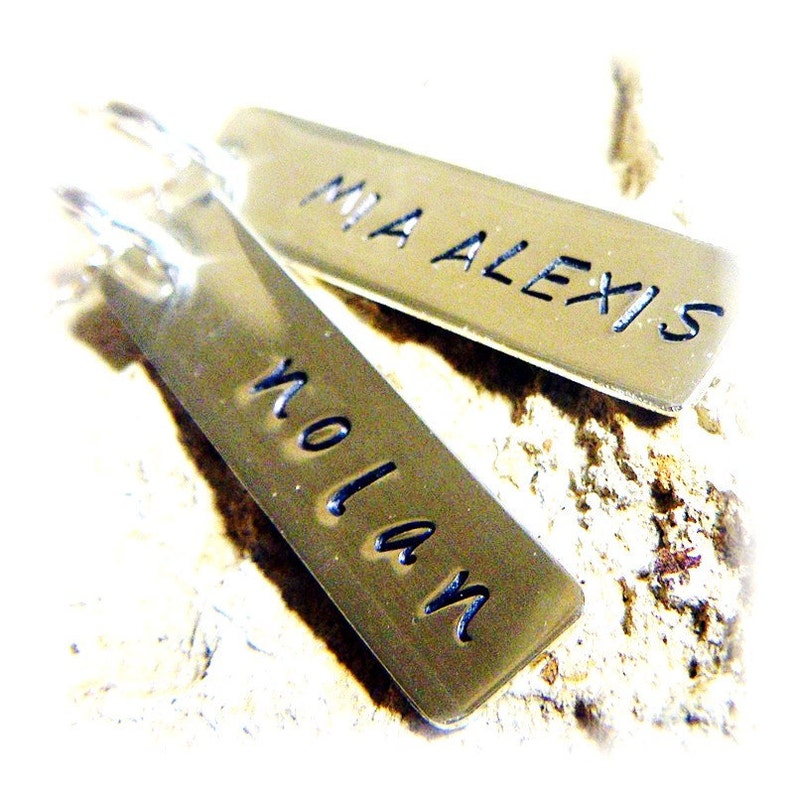 Simplicity Custom Sterling Silver Personalized Stamped Dogtag Necklace Three 3 Names Great Mother or Grandmother Gift Handmade image 2