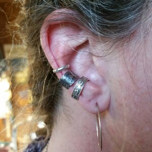 Ear Cuff Hoop - Wide Hammered Sterling Silver - Center in main photo - Handmade