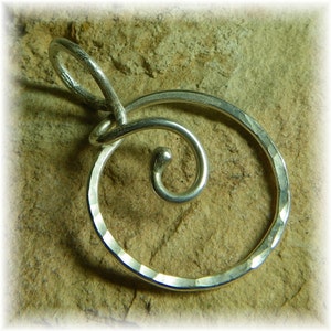 Unique Sterling Silver Folded Spiral Ring Holder or Silver Charm Holder Pendant for Your Own Charms Antiqued or Shiny Handmade to Order image 2