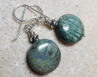 Spring Stone Earrings -Natural Amazonite Stone and Sterling Silver -Handmade and Ready to Ship RTS