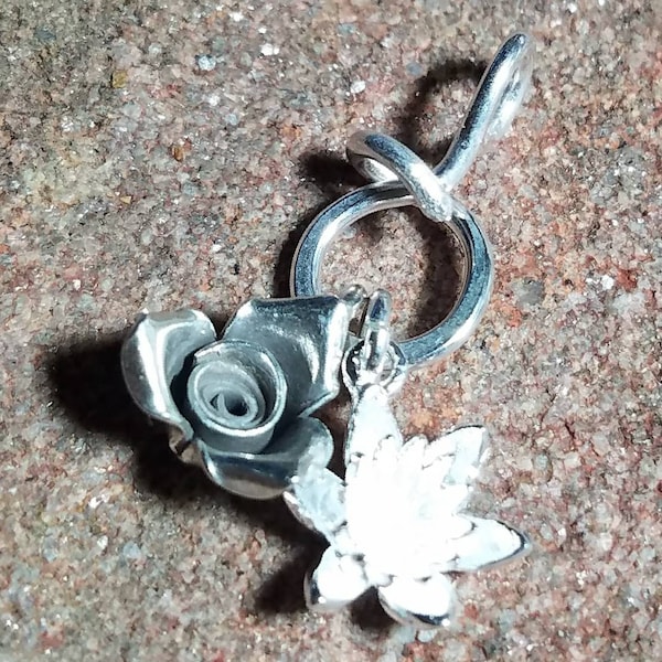 NEW- Unique Very Tiny Sterling Silver Charm Holder Pendant for Your Own Charms- Micro - Antiqued or Shiny - Handmade to Order