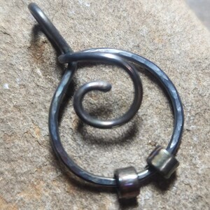 Unique Sterling Silver Folded Spiral Ring Holder or Silver Charm Holder Pendant for Your Own Charms Antiqued or Shiny Handmade to Order Black Hammered