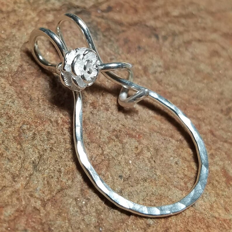 Unique Sterling Silver Charm Holder Thick Organic Floral Etsy