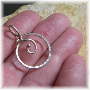 Unique Sterling Silver Folded Spiral Ring Holder or Silver Charm Holder Pendant for Your Own Charms Antiqued or Shiny Handmade to Order image 9