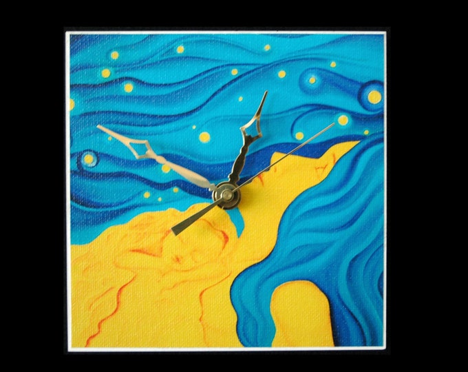 OOAK  Blue and Yellow, Mother and Child in the Night Clock