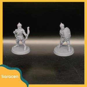 Miniatures sarrasines imprimées en 3D | PNJ Donjons & Dragons | Jeux de rôle fantastiques miniatures | Modèles de personnages TTRPG