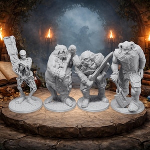 3D Printed Giant Miniatures – Skeleton, Frost, Fire, Hill Giants (28mm Fantasy Set)