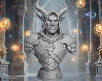 Tiefling Mage Bust 3D Print | D&D Fantasy Figurine | RPG Tabletop Decor | Dungeons and Dragons Gift