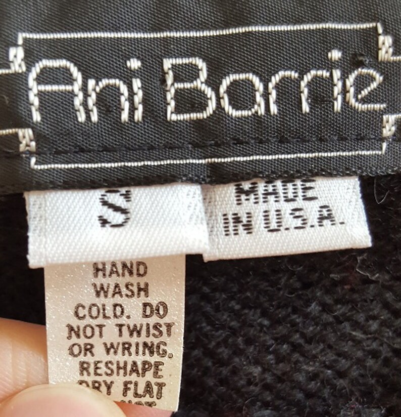 Vintage Ani Barrie Small Preppy Sweater Vest Black Red Hearts Wool Nerd Geek 80s USA