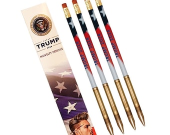 Donald Trump 2024 Patriotic Bullet-Tip Pencils – 4 Pack | Fight Fight Fight | Novelty Pencils