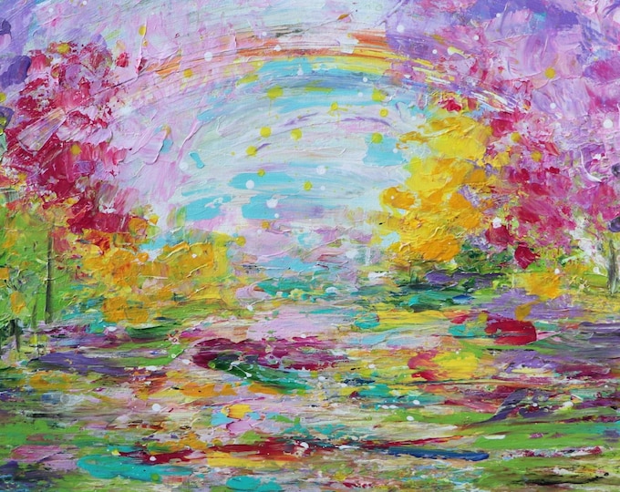 Spring Landscape Painting, 36x24 Colorful Nature Art