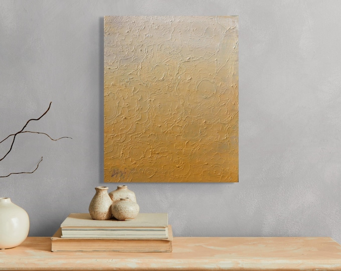 Textured Floral Painting, Neutral Botanical Wall Art, Japandi Decor