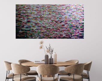 Large Colorful Abstract Painting Pink Bliss Summer Original Textured Canvas Wall
