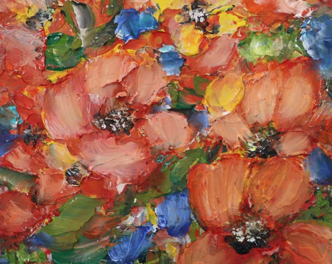 Original Fall Floral Painting, 10x8 Oil on Canvas, Colorful Autumn Flowers