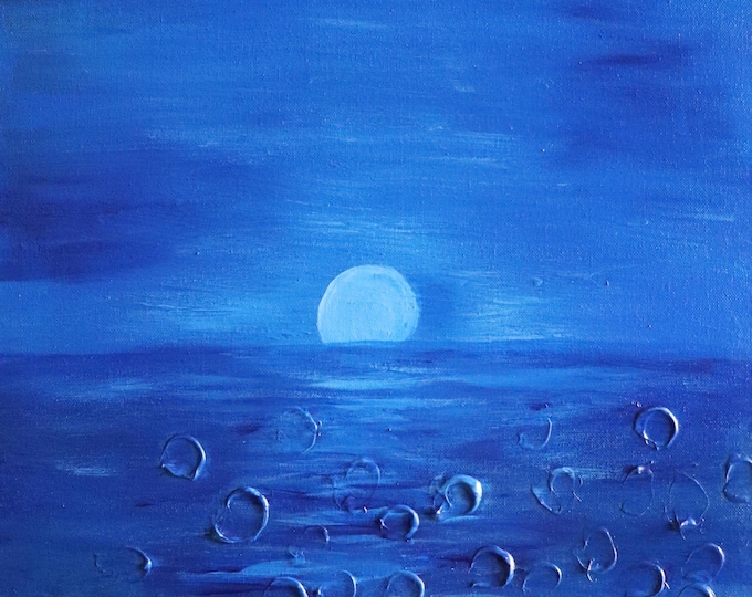 Blue Textured Ocean, 16x20 Coastal Painting