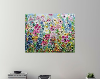 Spring Symphony Original Palette Impasto Oil Painting of May Flowers by Luiza Vizoli