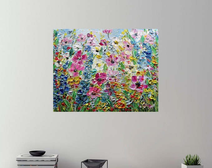 Spring Symphony Original Palette Impasto Oil Painting of May Flowers by Luiza Vizoli